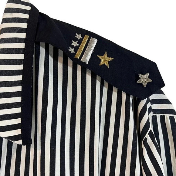Studio C Vintage Striped Women Button Up Shirt Plus 22W Star Buttons Embroidered - Picture 4 of 9